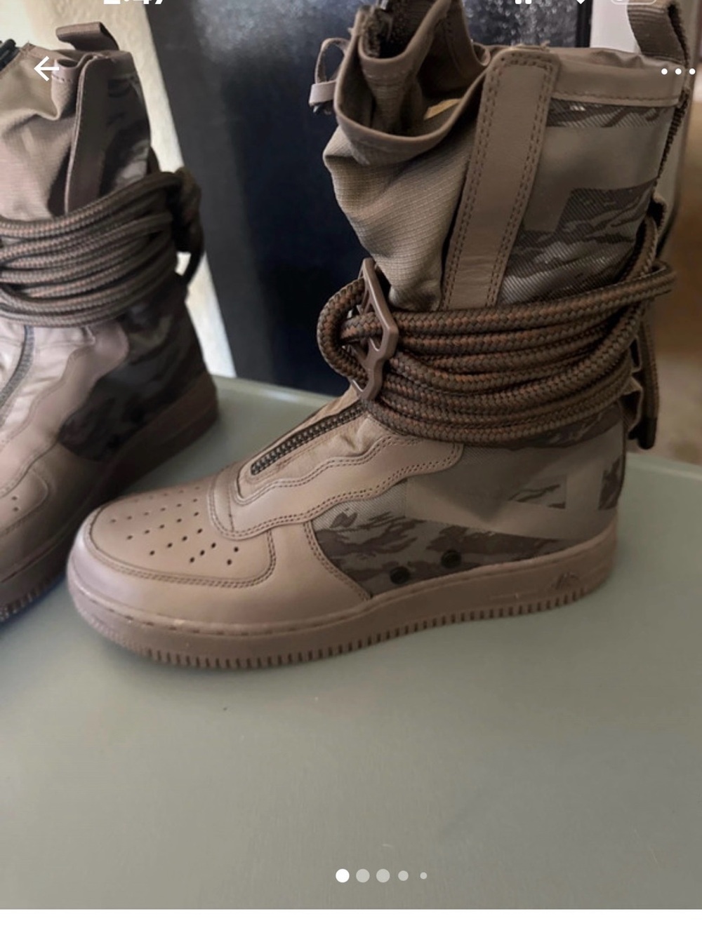 Nike Women’s High-Top Combat Boots in Brown with Camouflage Accents